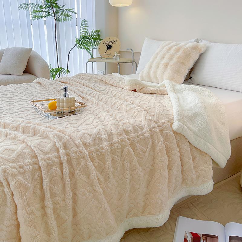 Thick Warm Plush Blanket, Diamond Pattern Flannel Throw, Style Bedroom Decor, Sofa Bed Cover, Living Room Rug, Dorm Essential