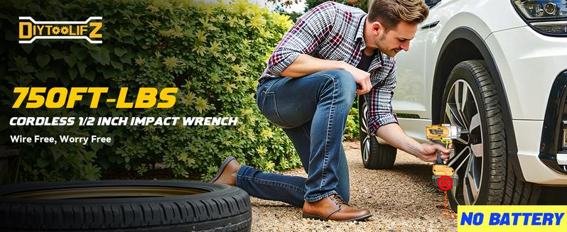 750Ft-lbs (1000N.m) Impact Wrench 1/2 inch Compatible with Dewalt 20V Battery (Battery NOT Included!), High Torque Brushless Impact Gun with 4-Mode Speed