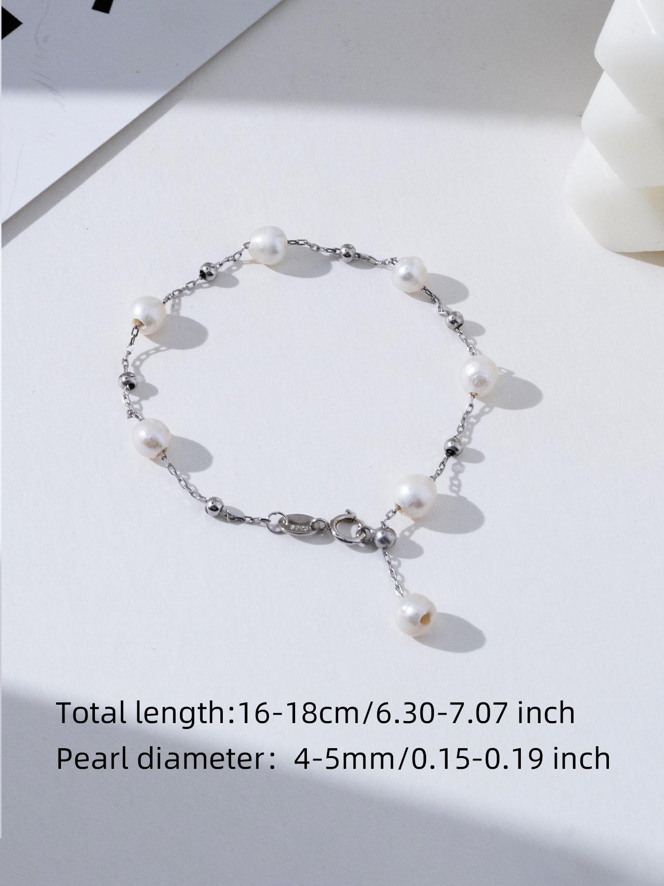 Freshwater Pearl Beaded Bracelet 4-5mm; S925 Silver Color Tk13397, Elegant Jewelry Accessory for Women & Girls, Perfect Gift Idea