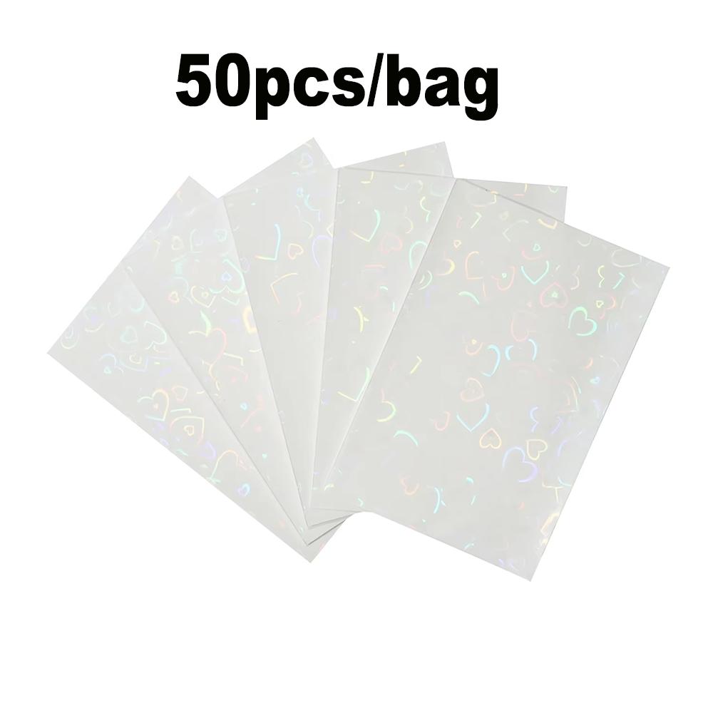 50Pcs 61x91mm Card Sleeves – Card Sleeve Protectors Premium Clear Love style PVC Fits YGO/Photocard/Sports Cards, Small Size Trading Card Holder, Durable & Scratch-Resistant, Perfect Gift Set for Collectors