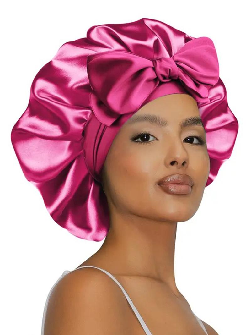 Women's Bonnet Pure Color Tie-Back Satin Hat, Casual Comfortable Daily Hair Care Cap, Sleep Cap for Everyday Use, Sleeping Bonnet
