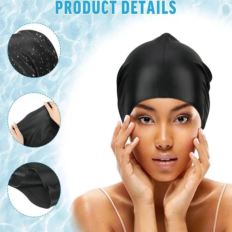 Extra Large Braided Hair Silicone Swim Cap, Waterproof, Keeps Hair Dry, Suitable for Adults and Teens, Easy to Wear, Swimming Hat