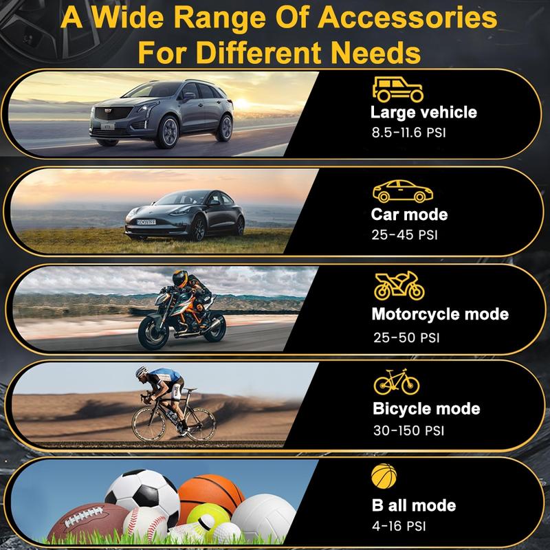 EAFC Portable Wireless Handheld Tire Inflator, Automotive Tire Inflator, Rechargeable Car Tire Inflator with Digital Display & LED Light, Tire Repair & Fitting Tool for Car, Motorcycle, Cordless Tire Inflator