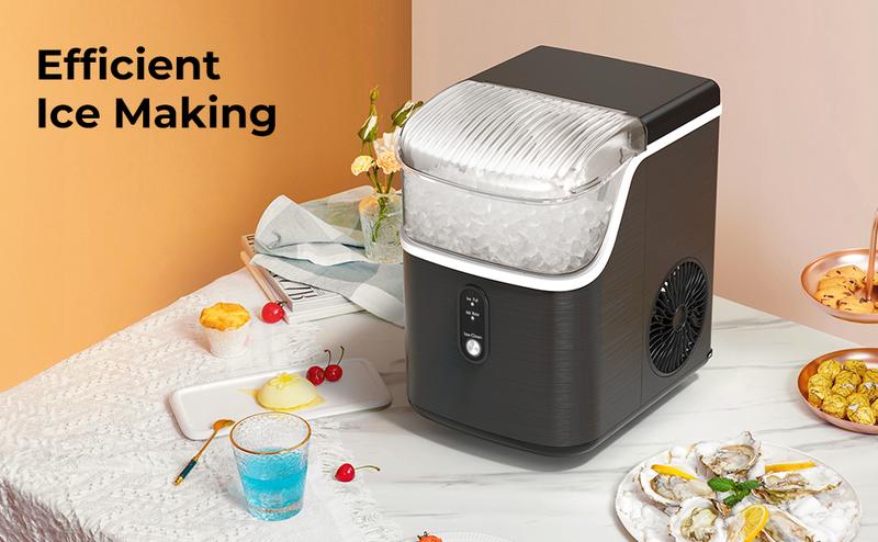 Nugget Ice Maker Countertop with Soft Chewable Pellet Ice, Pebble Portable Ice Machine with Ice Scoop,34lb in 24Hrs, Self-Cleaning,One-Click Operation, Suitable for Kitchen, Office, Home