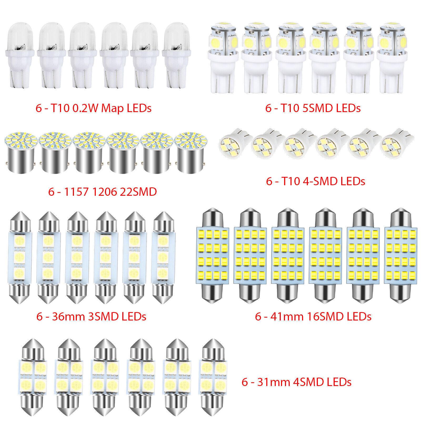 42PCS 6500K Car Interior LED Light Bulbs Kit, White, Map/Dome/Door/Trunk/License Plate Lights, Compatible with Most Vehicles (USA)