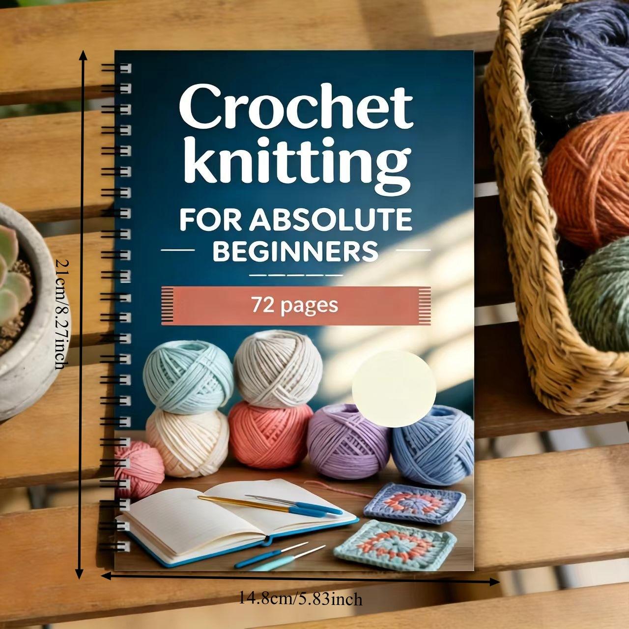 Beginner Crochet Hook Book, Basic Stitch Guide & Spiral Notebook, Yarn Craft Planner, Portable Knitting & Crochet Hobby Tool