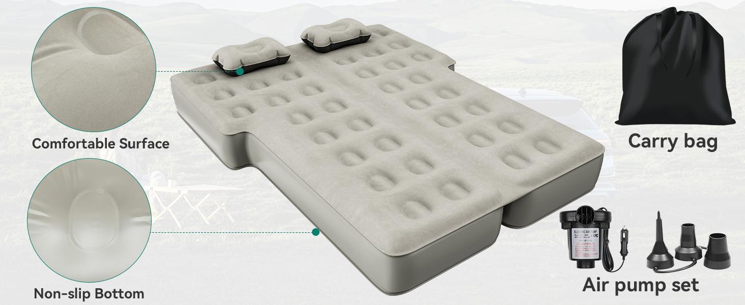DWVO SUV / Truck Bed Air Mattress for Full-Size Short Truck Beds, Car Camping Bed for SUV, Jeep Wrangler, Inflatable Car Mattress Bed with Pump, Pillows, Carry Bag & Repair Kit DWVO SUV / Truck Bed Air Mattress for Full-Size Short Truck Beds, Car Camping Bed for SUV, Jeep Wrangler, Inflatable Car Mattress Bed with Pump, Pillows, Carry Bag & Repair Kit