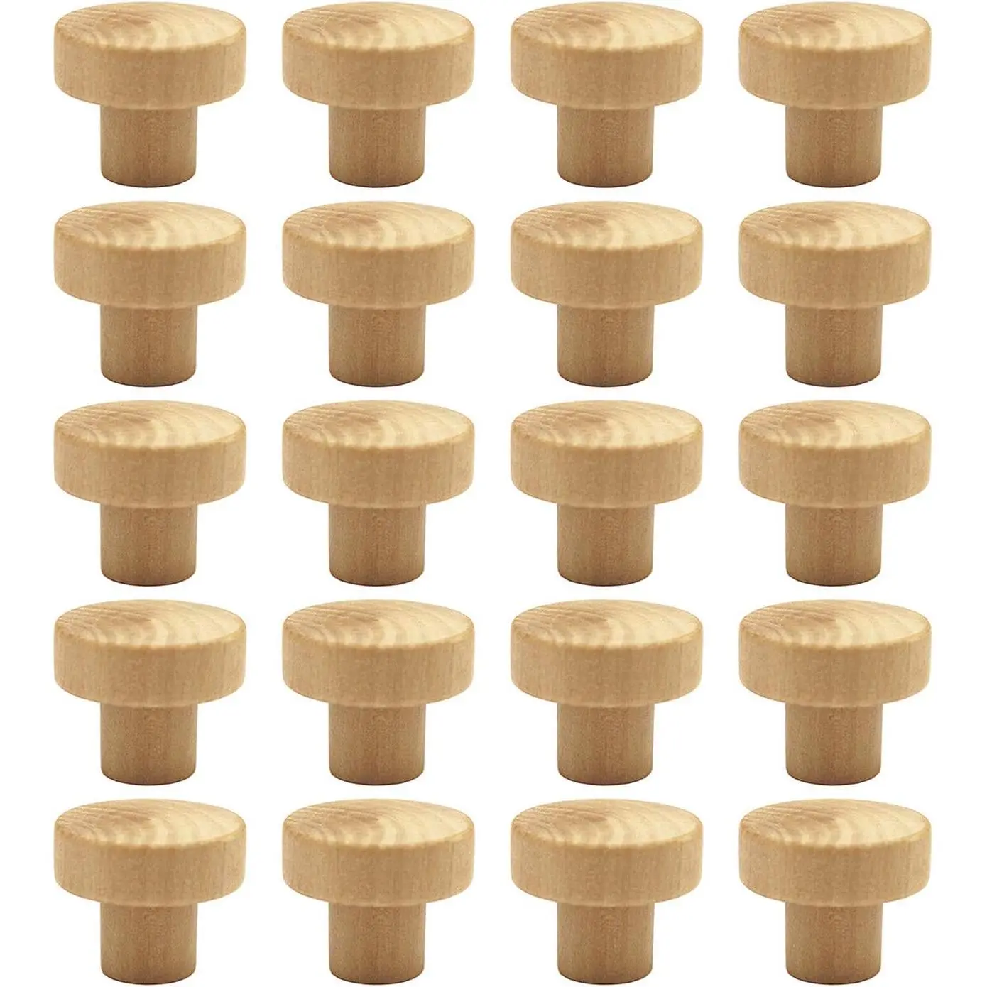 Solid  Cabinet Dresser Furniture Drawer Knobs, 20-Pack | Unfinished Wooden Knobs Pulls Handles,1.4" Dia, 1.2" Height, for Cabinet Dresser Furniture Drawer