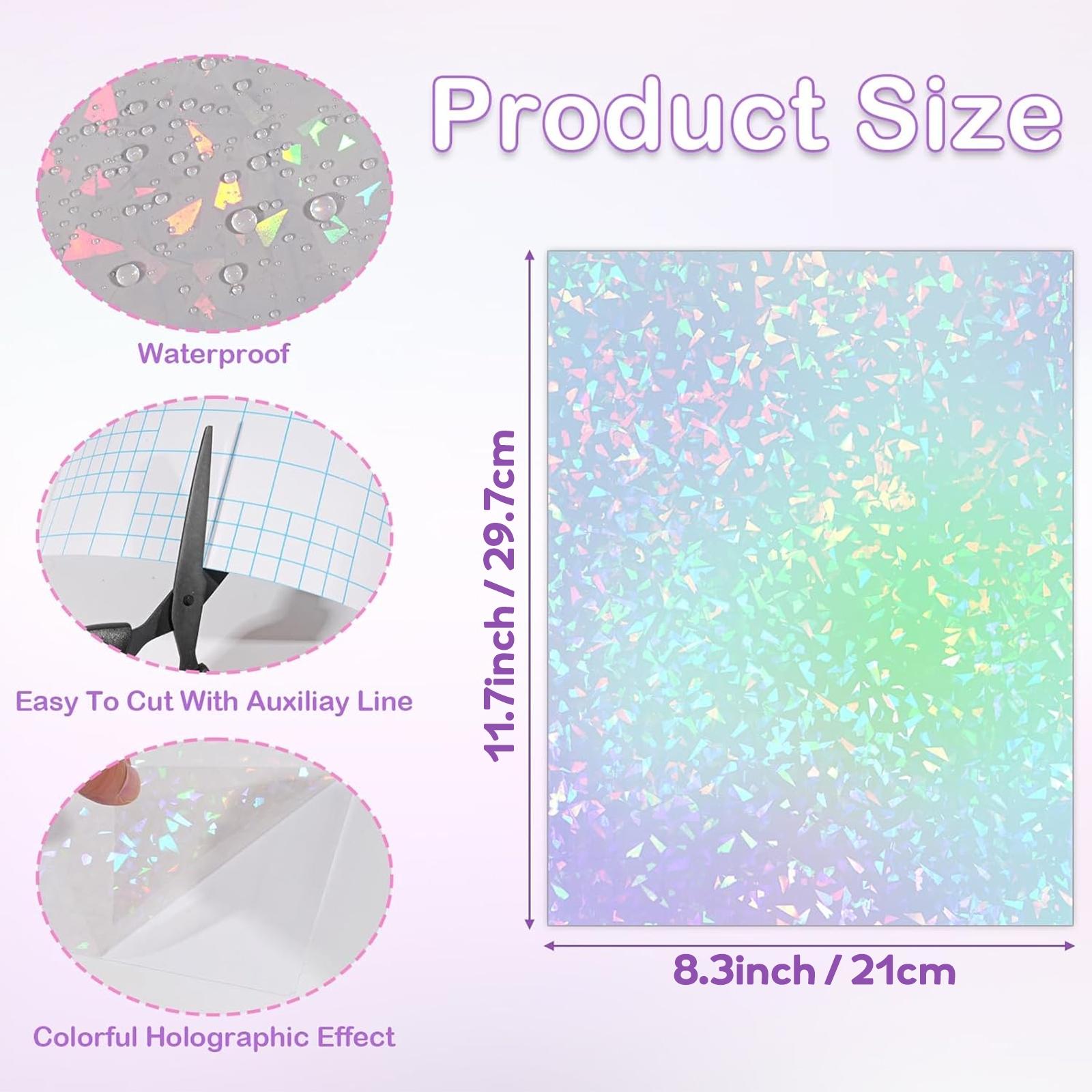 Transparent High Gloss Cold Press Film, 20/40 Sheets A4 Size 8.3x11.7 Inches, Mixed Styles Diamond Rainbow Star Dot, Waterproof Self-Adhesive Vinyl Stickers
