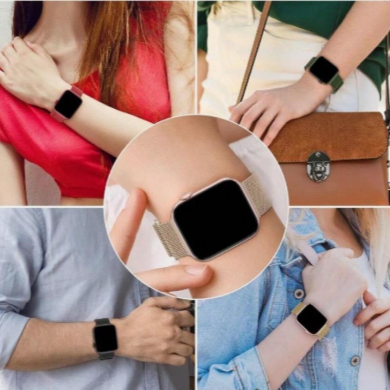 Apple Watch Band Stainless Steel Mesh Strap, Unisex Milanese Magnetic Buckle, Fits Series 1-10/se/ultra, Durable Metal, Gift for Couples