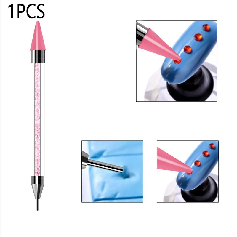 Glitter Picker Pen, Dual-Head Wax Pencil, Stainless Steel Tip, for Glitter, Gems, Crystals, Nails Art DIY Decoration Tool, Sparkle Brush, Nail Pens