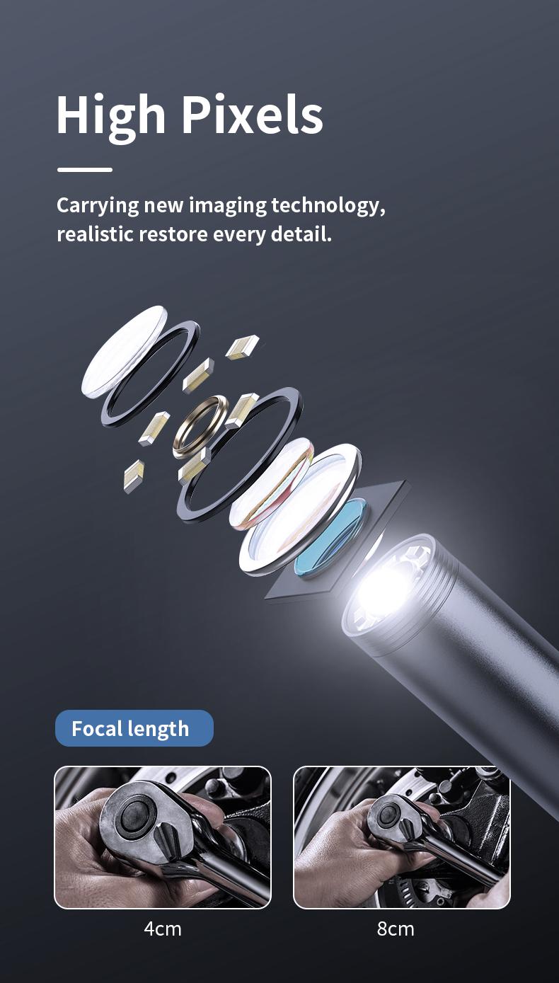 Endoscope Camera with Light,HD Borescope Tools,Adjustable LED Lights, Photo and Video Recording,Semi-Rigid Snake Camera, IP67 Waterproof Inspection Borescope for Android Phones and Laptops for Automotive Repair, Plumbing Sewer,HVAC,Men Tools Cool Gadgets