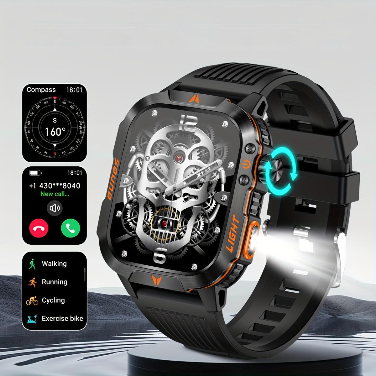 New 2025 manly style Smart Sports Watch With LEDLights Wireless Calling, Message Reminders,Sports Mode, Voice Assistant, Weather Push,Stopwatch, Timer, Stopwatch And OtherFunctions, Smartwatch For Men, CompatibleWith Android And iPhone Phones