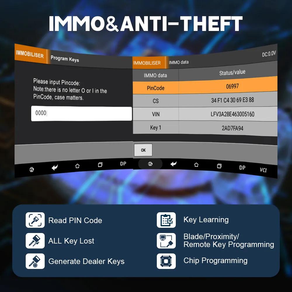 Ancel DP500 OBD2 Scanner Mileage Correction Odometer Tool Fob Key Programming