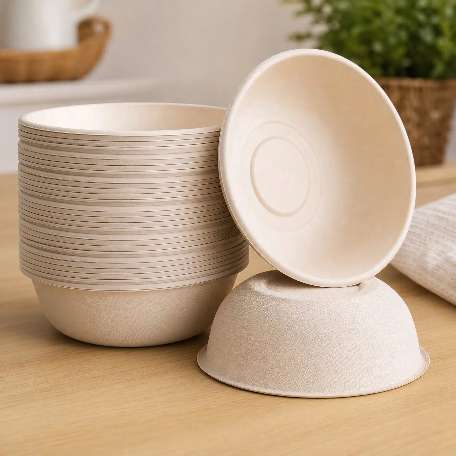 Disposable Paper Bowls, 16 Oz [100 Pack] Large Bowls - 100% Compostable, Biodegradable, Eco-Friendly Natural Color Bowls - Convenient for Daily Use for Salad, Hot Soup, and PastaGift