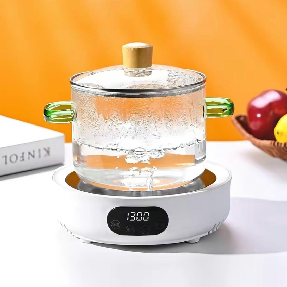 High Borosilicate Glass Cookware Steam Pot Set with Lid & Easy Grip Handle, Food Grade Non Toxic Lead Free BPA Free Multiuse Durable Kitchenware, Stovetop & Dishwasher Safe for Stew Soup Pasta Baby Food Home Kitchen Daily Use