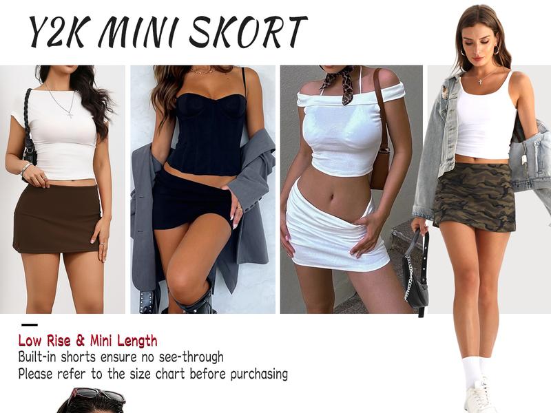 Danysu Mini Skirts For Women Sexy Skirt With Shorts Underneath Slit Summer Sports Vacation Going Out Outfits Stretch Skort