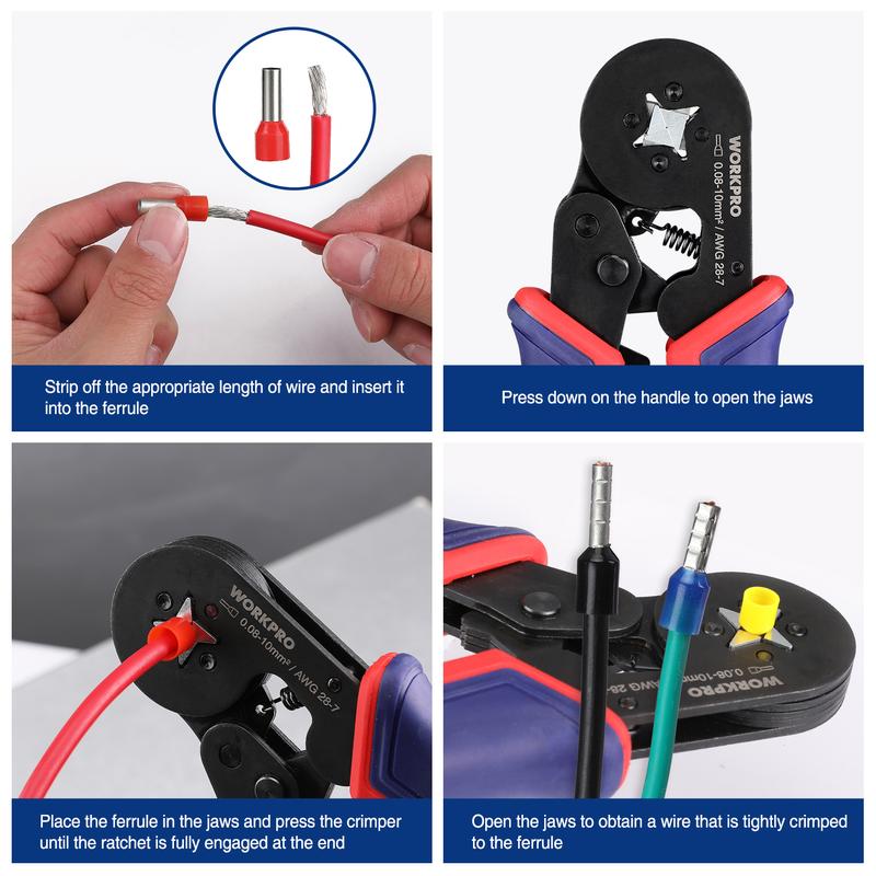 #JumpstartSale WORKPRO Ferrule Crimping Tool Kit, AWG 28-7 Self-adjustable Ratchet Wire Crimping Tool, Crimper Plier Set with 800 COUNTS Wire Terminals Crimping Connectors Wire End Ferrules #JumpstartSale WORKPRO Ferrule Crimping Tool Kit, AWG 28-7 Self-adjustable Ratchet Wire Crimping Tool, Crimper Plier Set with 800 COUNTS Wire Terminals Crimping Connectors Wire End Ferrules