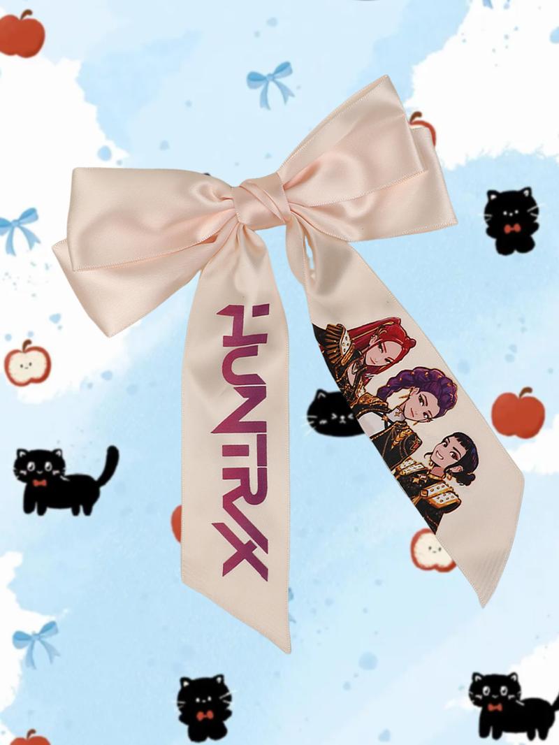 4pcs/1pcLarge Kpop Hair Bow with Girl Band Printed Ribbons Hair Clips | Comfortable Secure Clip | Versatile Design