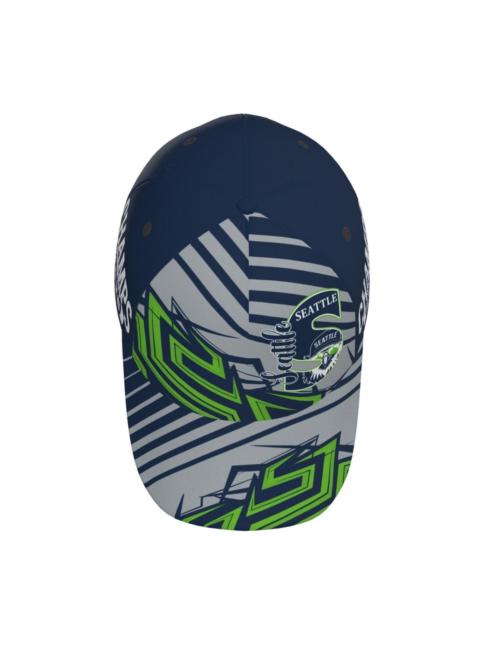 Seattle Logo Baseball Hat Unisex, Vintage Tricolor Decorative Hat, Adjustable Neutral Game Day Hat, Perfect for Fans, Players, Supporters