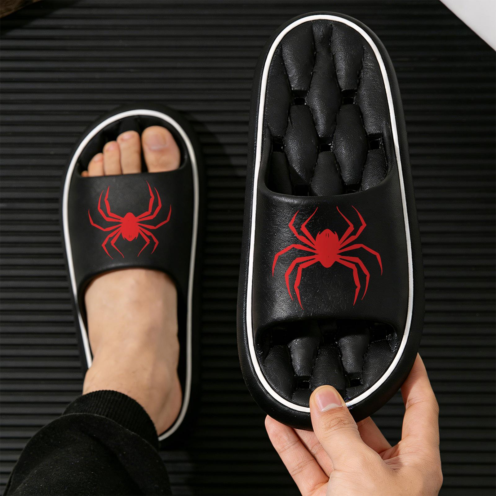 Halloween Spider Pattern Slippers for Men Women Comfortable Indoor Non Slip Home Shoes Soft Sole Warm Winter Footwear Casual Daily Use
