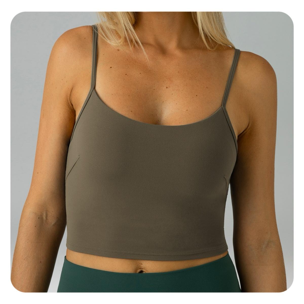 Colorfulkoala Women's Dreamlux Crop Tank Tops with Built in Bra Adjustable Workout Yoga Camisole