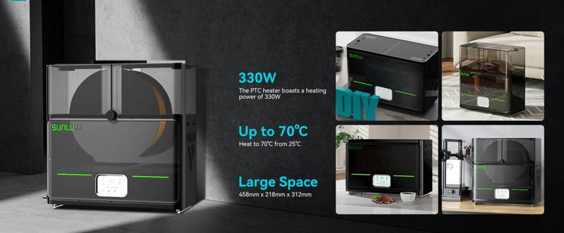 SUNLU Filadryer S4,Four-Spool 3D Printer Dehydrator with Rapid Heating, Auto Humidity Control Advanced Triple Fan Upgrade,Compatible with PLA,PETG,ABS,TPU,PA