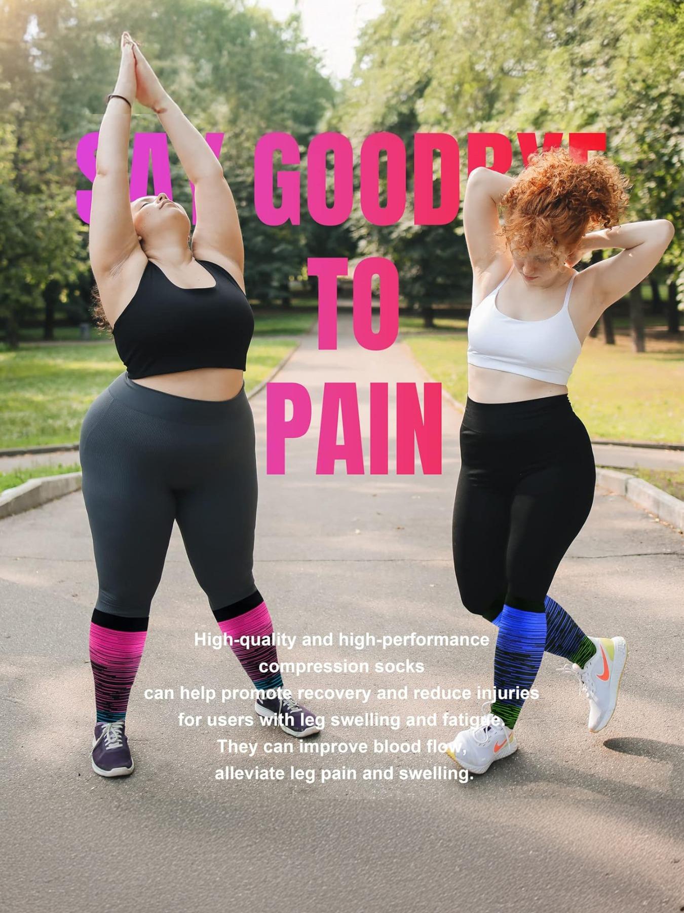 Unisex's Colorful Compression Socks, Sports Fit Socks, Sports Socks for Running, Nurses, Pregnant Women, Over The Knee Socks for Blood Circulation