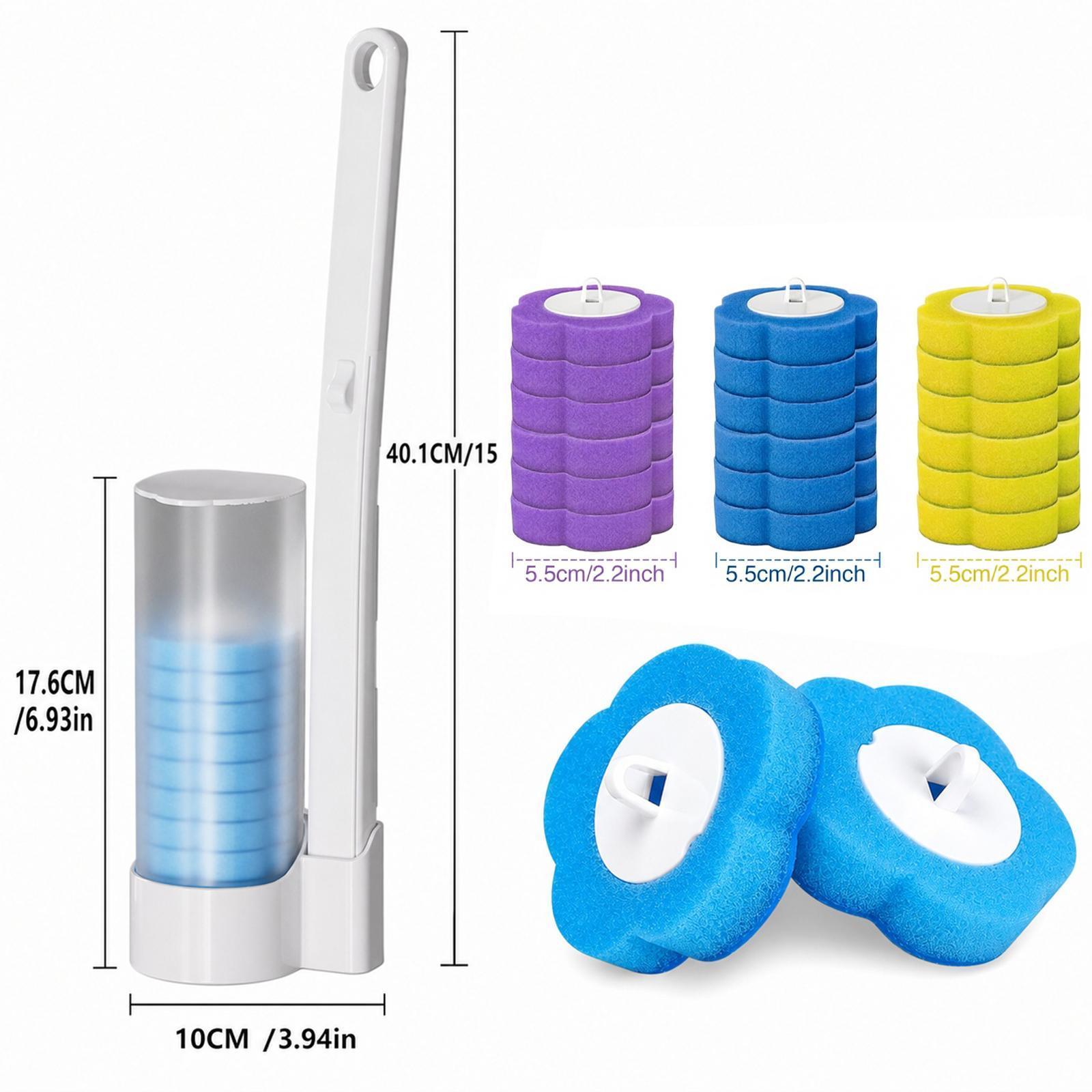 Nifogo Disposable Rotating Long-Handled Toilet Brush Set with Wall-Mount Holder, 24 Refills, Triple-Layer Sponge Cleaner Wand, Fragrance Neutralizer, for Toilet Bowl, Sink, Rotating Long-Handled Toilet Brush & Plungers