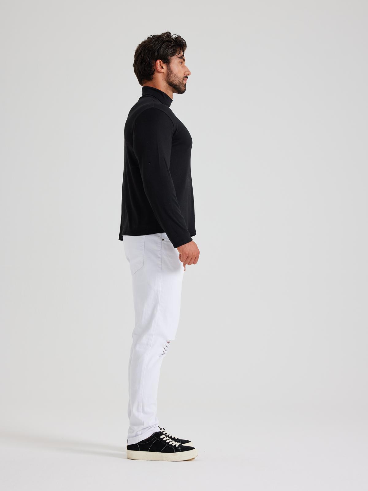 LONGBIDA Men Slim Fit Lightweight Long Sleeve Pullover Top Turtleneck T-Shirt  Fashion Menswear Basic