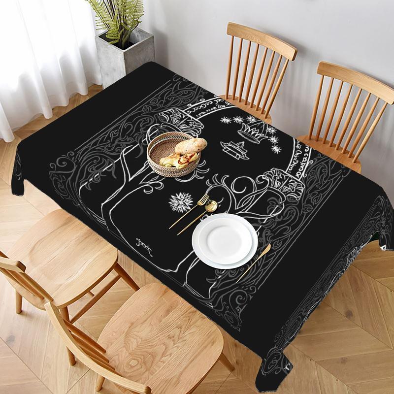 1pc Mountain Door In The Style Of J.R.R Washable Vintage Style Tablecloth Cover for Home and Party Decor, Machine Made 35in*55in Size
