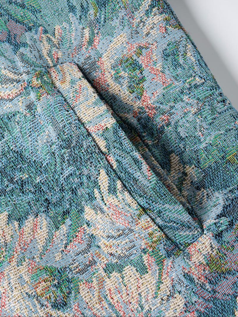 Men's Floral Print Button Front Jacket, Regular Fit Casual Long Sleeve Collared Outerwear for Fall & Winter, Men's Clothes for Daily Wear, Fashion Fit Jacket