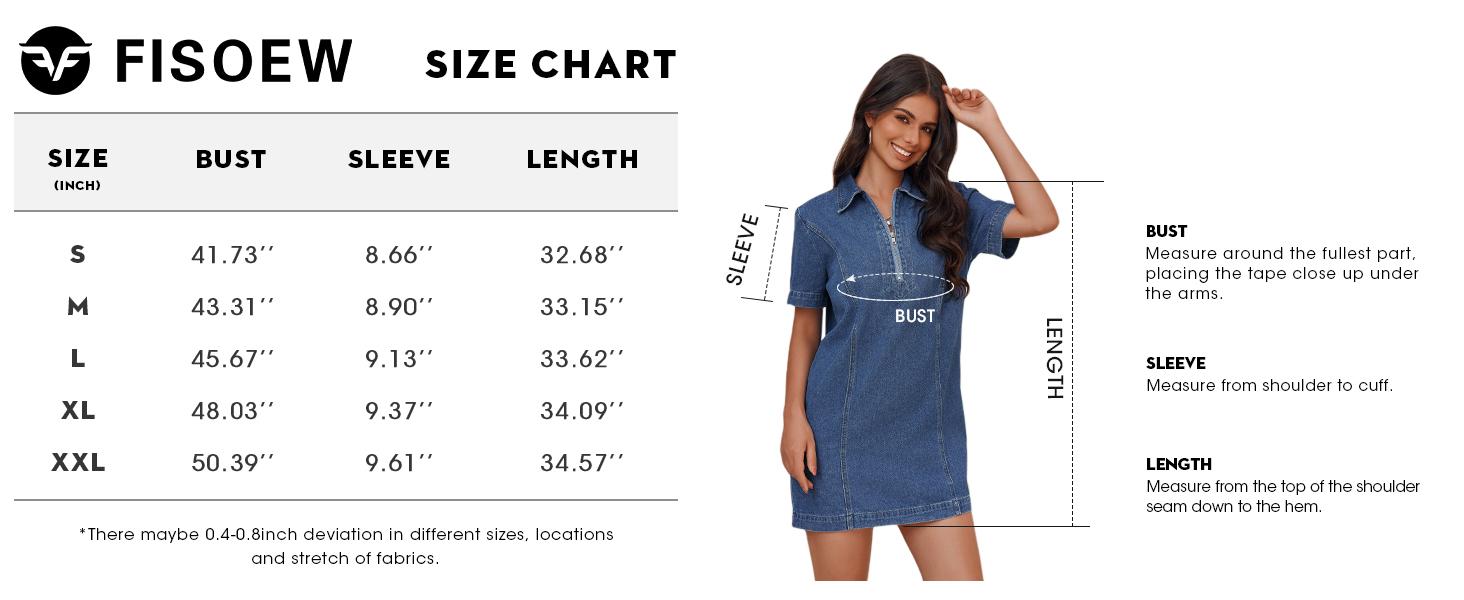 FMEYOA Womens Denim Shirt Dress Summer Collared V Neck Mini Casual Jean Dresses with Pockets
