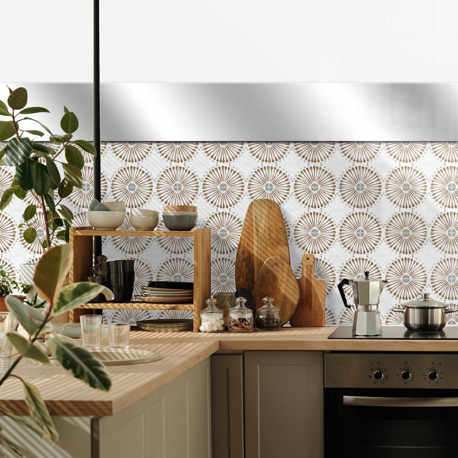 Geometric Pattern Self-adhesive Removable Tile Backsplash, Waterproof & Oil-resistant Wall Sticker, Wall Decor for Kitchen & Bathroom
