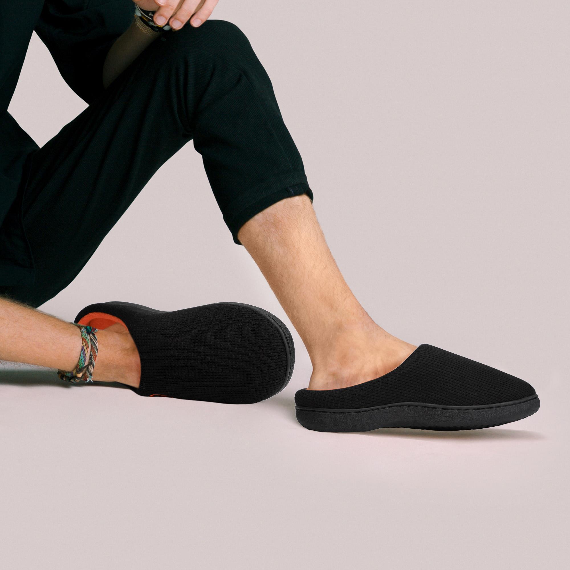 Unisex Memory Foam Slippers for Outdoor & Indoor Use Knit Waffle Upper Secure Heel Collar Sturdy Rubber Sole Non-Marking Noiseless Ideal for Father's Day - Flipflop Walking Shoes Unisex Memory Foam Slippers for Outdoor & Indoor Use Knit Waffle Upper Secure Heel Collar Sturdy Rubber Sole Non-Marking Noiseless Ideal for Father's Day - Flipflop Walking Shoes
