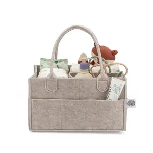 Baby Diaper Caddy - Nursery Storage Bin and Car Organizer for Diapers and Baby Wipes - Oatmeal, Regular