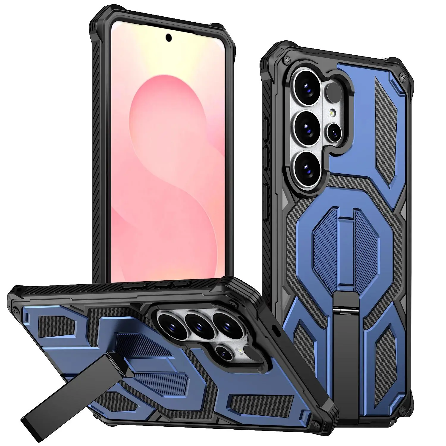 Case For Samsung Galaxy S26 S25 S24 Ultra Plus 25FE S24FE A27 A57 A37 A17 A56 Coque For Magsafe Magnetic Metal Stand Armor Cover