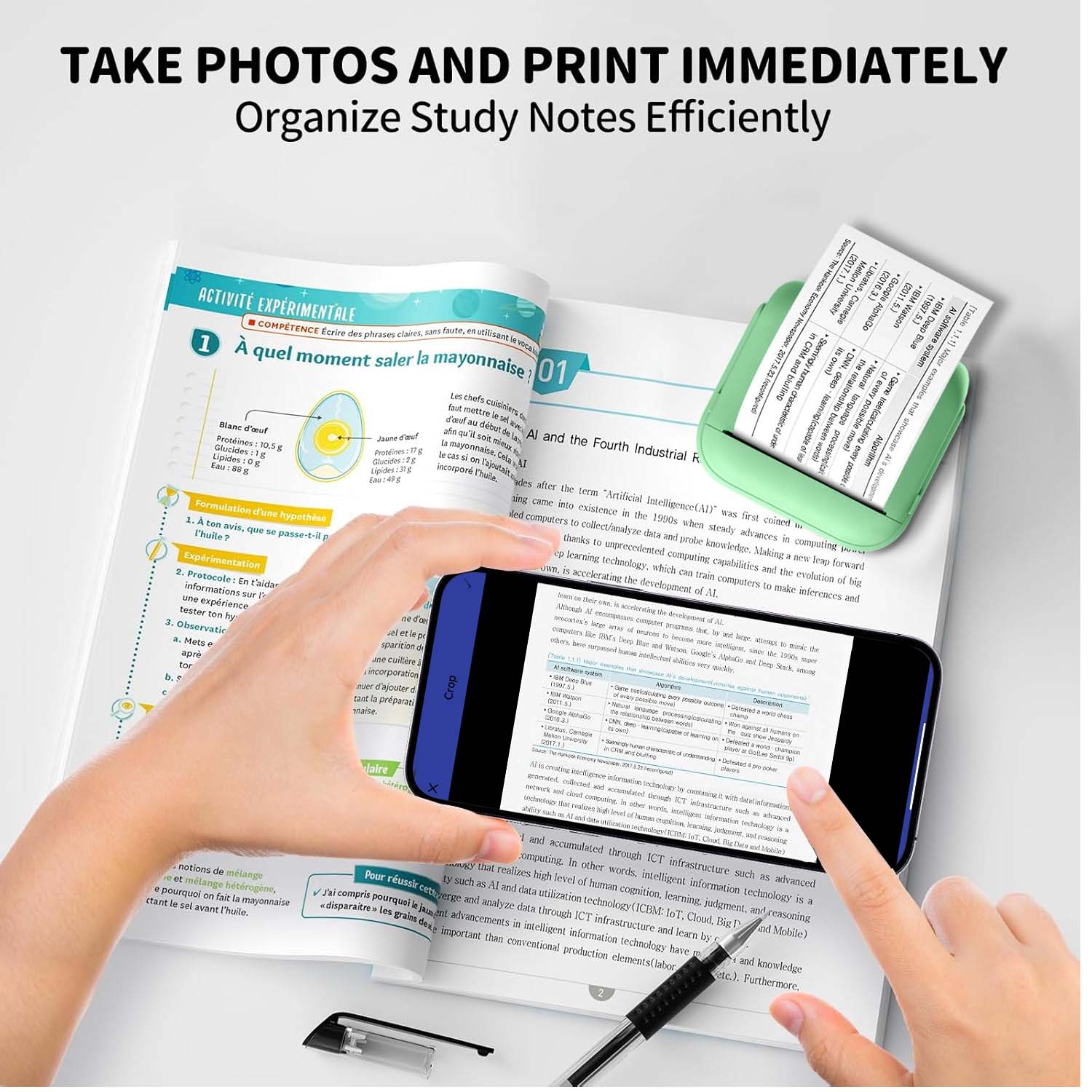 Portable Mini Printer, Rechargeable Thermal Printer, Wireless Thermal Printer for Photos and Labels, Compact Design, Home and Office Use