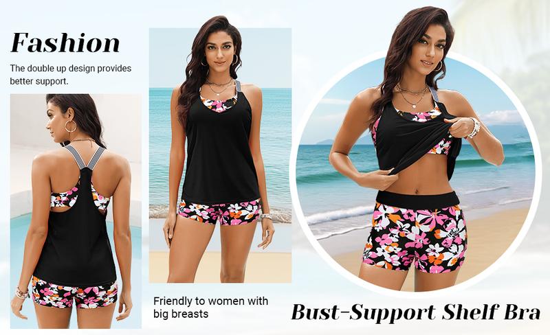 Daci Tankini Swimsuits for Women-2026 Bathing Suits Two Piece Swimwear with Shorts for Tummy Control