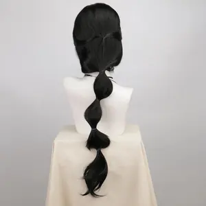 Anime Aladdin Wigs Cosplay Jasmine Princess Black Wavy Cosplay Wigs Party Cosplay Synthetic Hair Costume Grils
