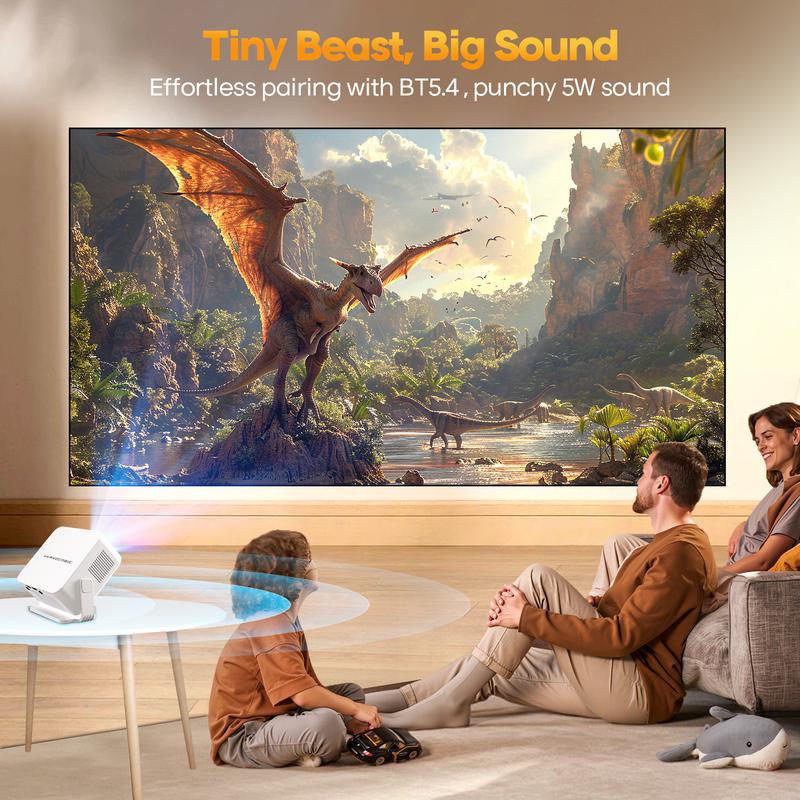 Magcubic HY300MAX Auto Focus wireless projector 400ANSI Android 14 Allwinner H726 with 0.8:1 Throw Ratio Dual WiFi6 BT5.4 HDR/HDR10+/HLG Auto Keystone Correction Portable Mini Home Cinema Movie Outdoor