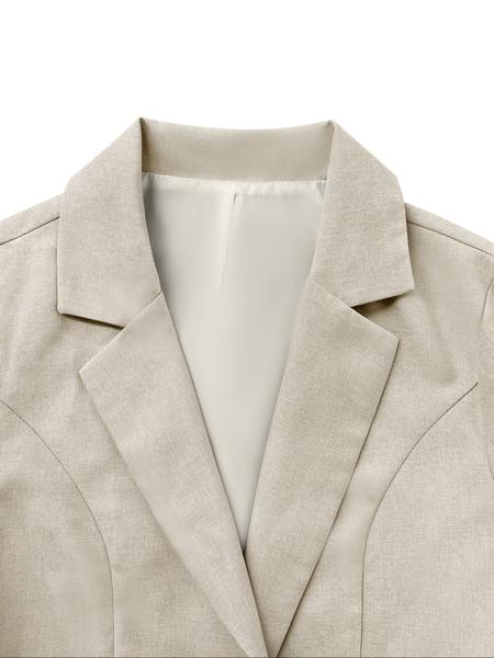 Women's Solid Color Button Front Blazer Coat, Casual Long Sleeve Outerwear for Work Office Business, Ladies Spring & Fall Woven Clothes, Fitted Womenswear