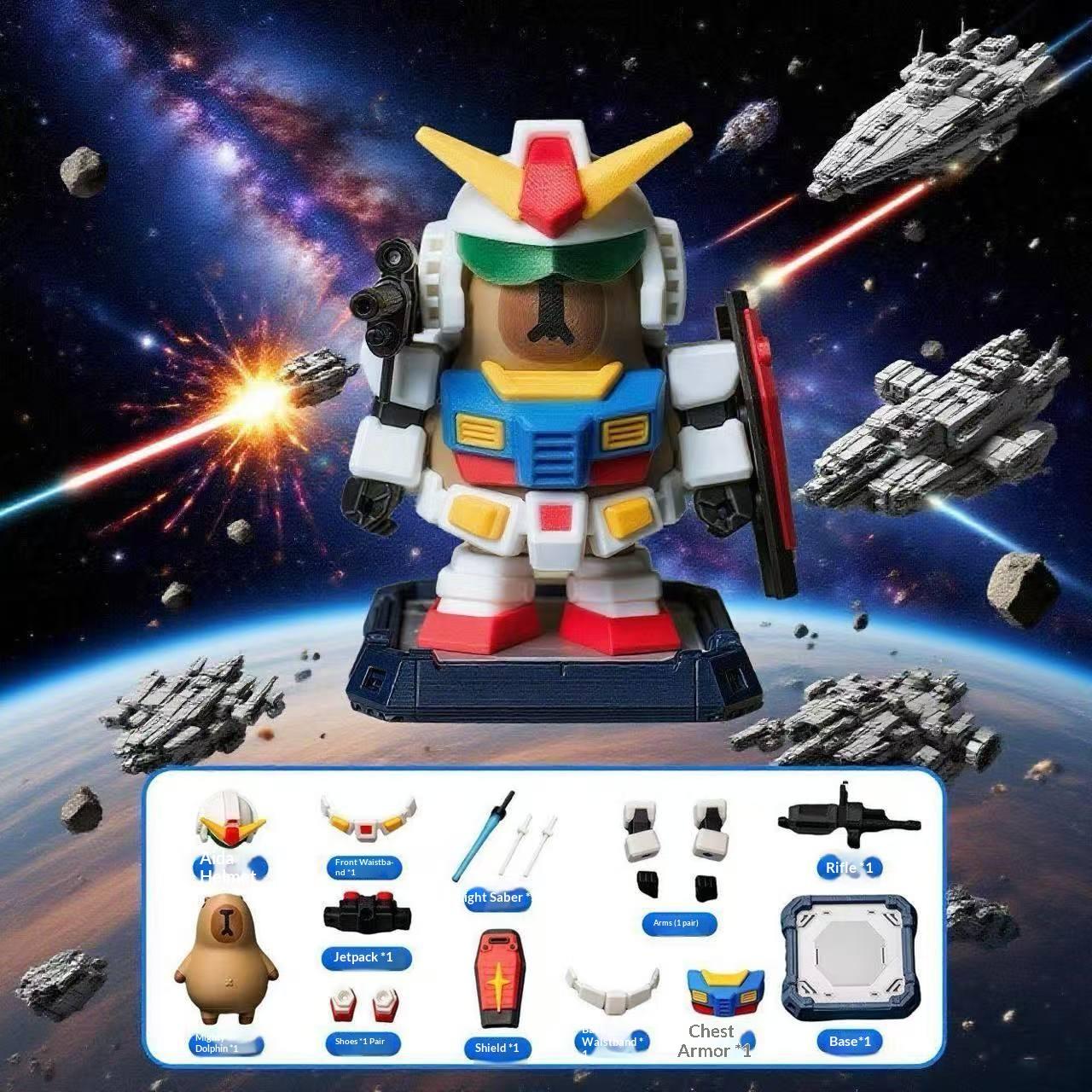 Gundam Magnetic Toy, New Edition Handmade Figure, Capybara Gundam Statue, Collectible Model, Perfect Gift for Fans