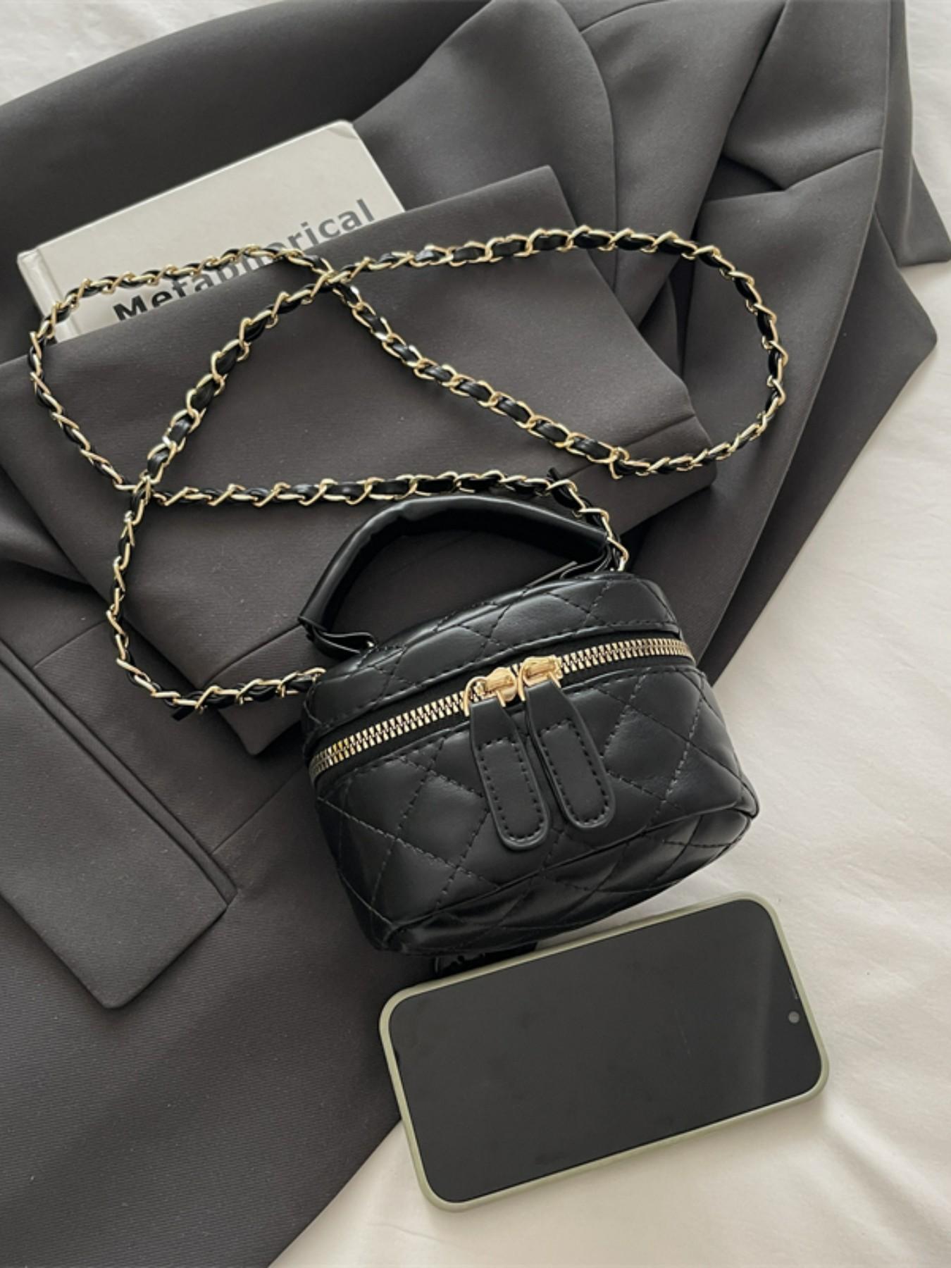 Mini Square Bag, Elegant Plaid Design, All-Season Handbag, Simple Shoulder Crossbody Box Bag, Fashionable and Stylish