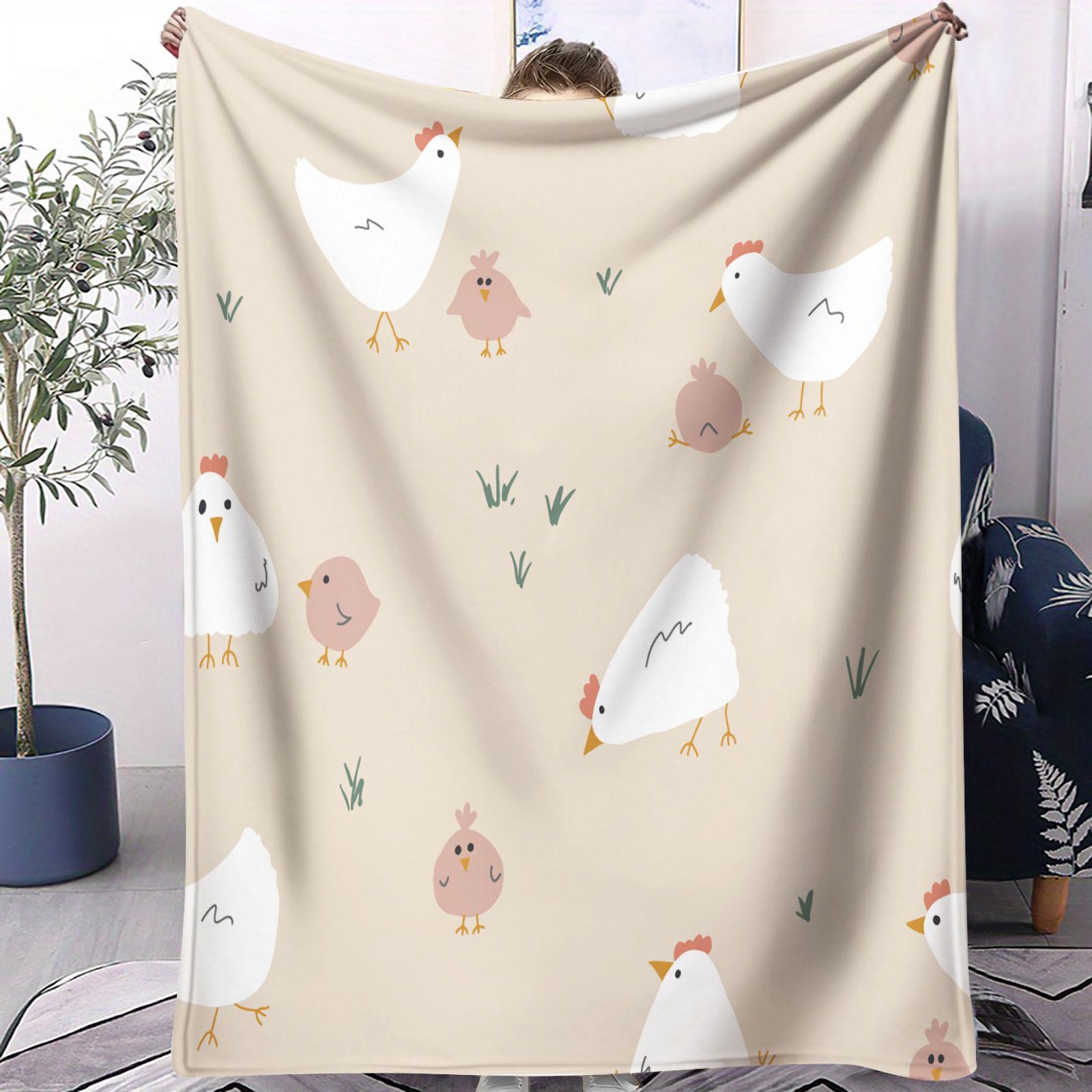 Painted Chicken Pattern Blanket, Suitable for All Seasons, Suitable for Beds, Sofas, Cars, Room Decorations, and Gifts, Suitable for Children and Adults, Decorative Giftable Blankets