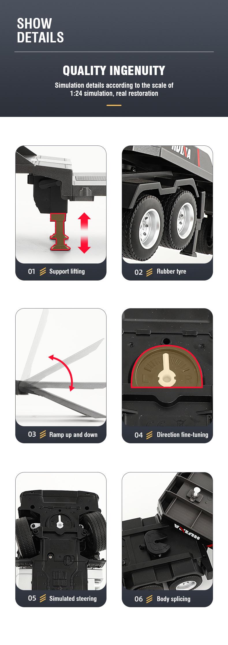 Remote Control Semi Truck & Excavator Set, 2.4Ghz Remote Control Toys, Semi-Trailer Engineering Tractor With Sound and Lights, Construction Vehicles for Boys