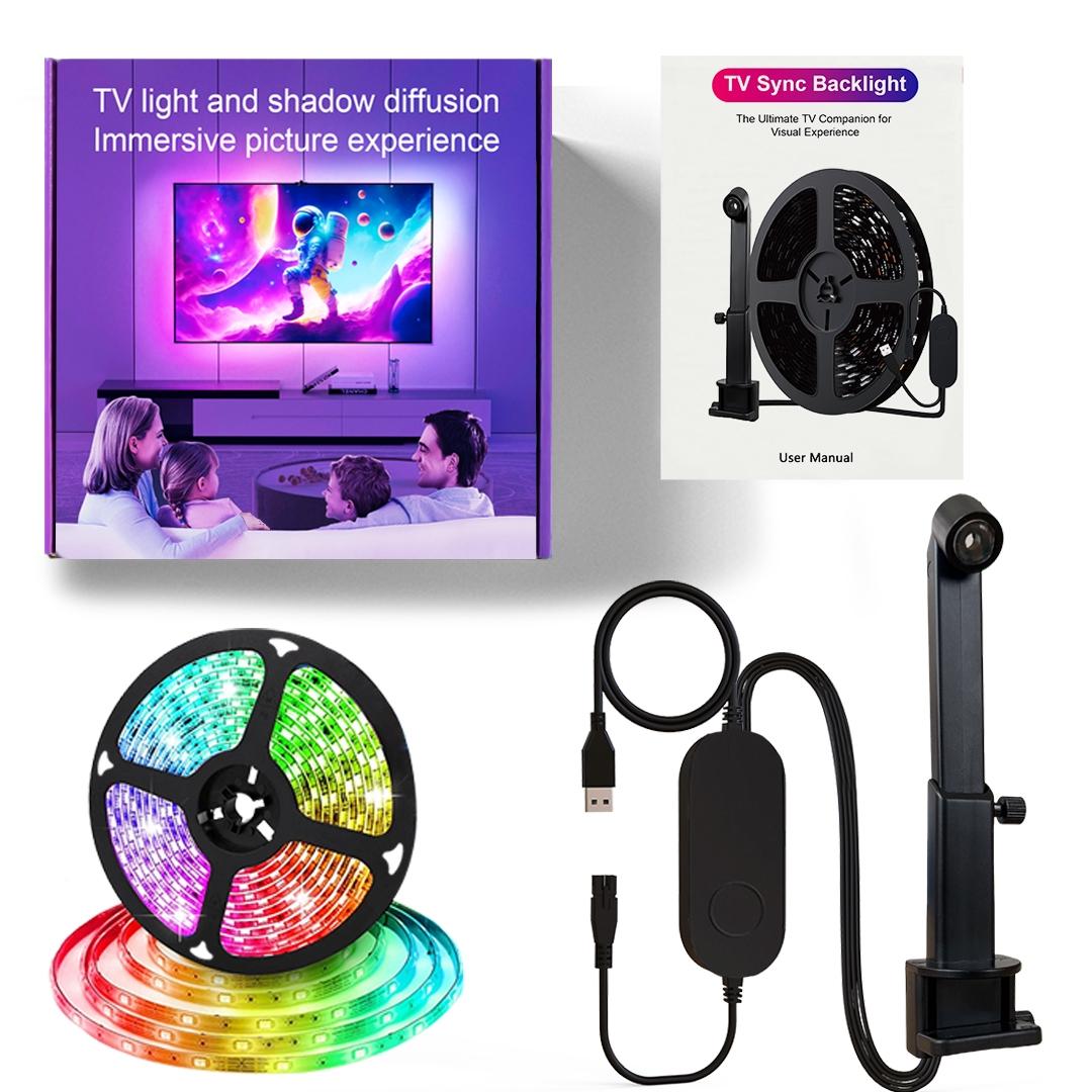 Smart TV Backlight LED Sync Lights for 55-65 Inch TVs, USB Powered Music Sync with Multiple Scene Modes, Ideal for Gaming and Display