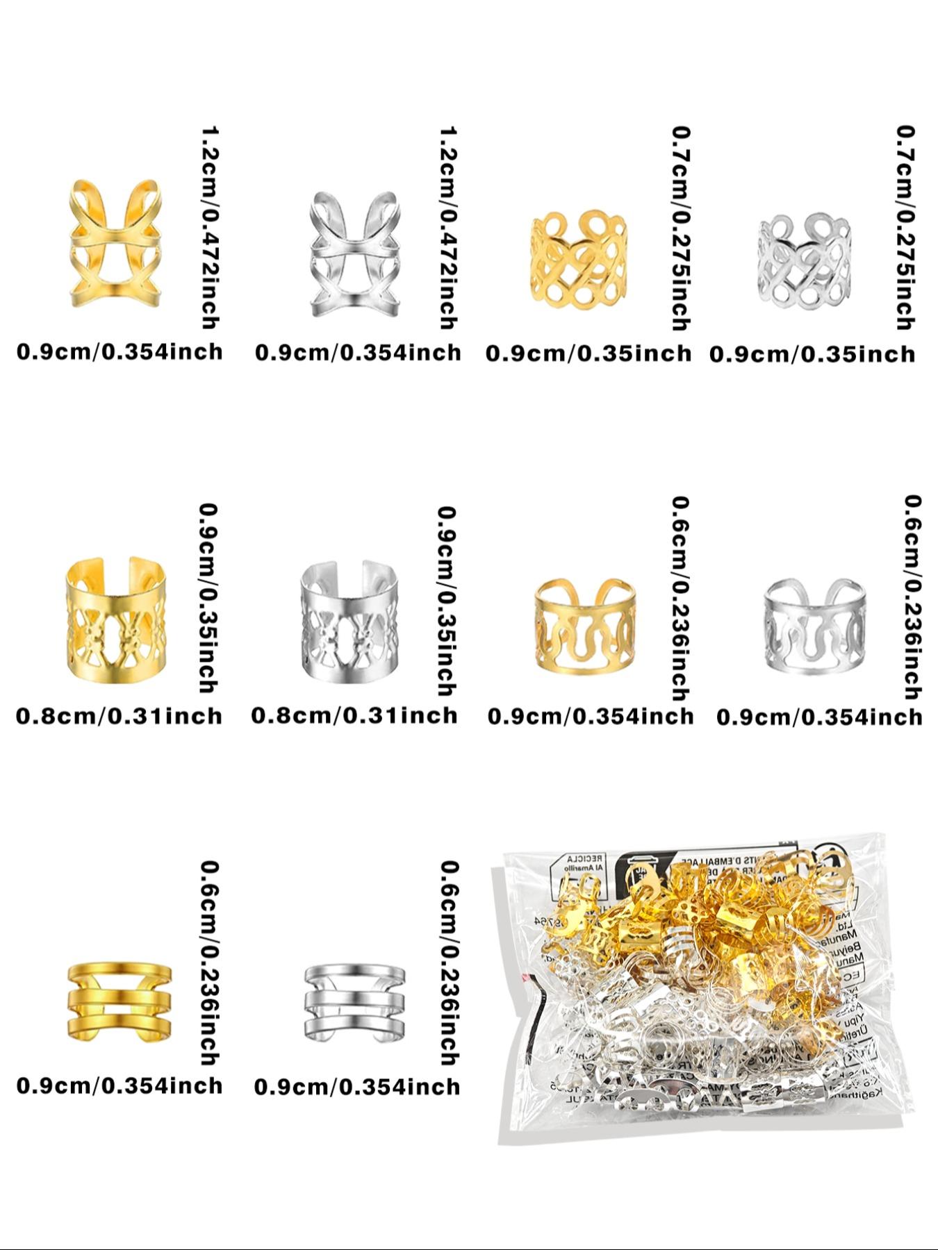 100pcs Alloy Braiding Mixed Set, Hair Dreadlock Accessory Braid, Metal Hair Rings Cuffs Clips, Dreadlock Accessory Jewelry Decorations, All Seasons, Bohemian, Hair Accessories