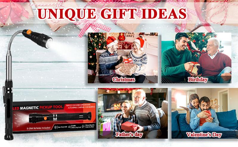 Super Bright LED Magnetic Pickup Tool with Extendable Neck | The Perfect Christmas Gift for Dad and Husband | Cool Gadgets for Men Adjustable Flashlight High Power Flashlights flashlights