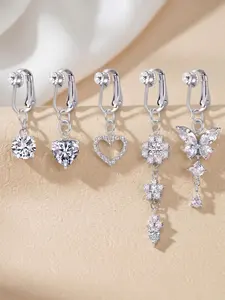 Cubic zirconia decorated non-pierced belly button ring with butterfly and teardrop design, a faux belly button piercing clip for women. Made of stainless steel, suitable for everyday wear and as a holiday gift Body Jewelry Fake Belly Rings